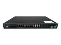 IXP-2871 28-Port L2 Plus Managed PoE Industrial Switch, 4 x 1G/2.5G/10G SFP+, 802.3af/at/bt PoE, 24-Port PoE Outputs, 370W Power Budget, 19" Rack Mount, -40°C to 80°C