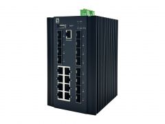 IGU-2072 20-Port L2 Plus Managed Industrial Switch, 8 x 1GbE RJ45, 8 x 1GbE SFP, 4 x 1/2.5GbE SFP, DIN-Rail, -40°C to 80°C