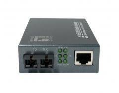 GVT-2014 RJ45 to SC Gigabit Media Converter, PoE PSE, Single-Mode Fiber, 1310nm, 20km